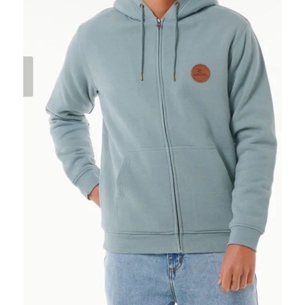RIP CURL Sweatshirt Fleece Lined Hooded Full Zip Jacket Men’s XL Mineral Blue
